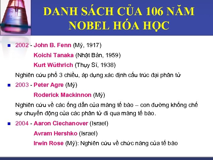 DANH SÁCH CỦA 106 NĂM NOBEL HÓA HỌC n 2002 - John B. Fenn