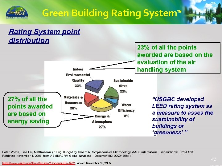 Green Building Rating System point distribution 27% of all the points awarded are based