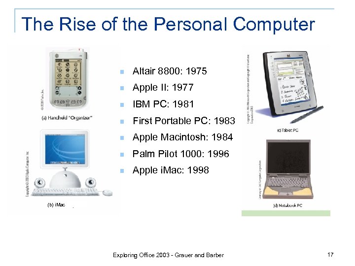 The Rise of the Personal Computer n Altair 8800: 1975 n Apple II: 1977