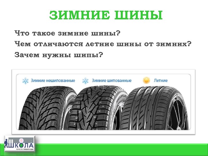 ЗИМНИЕ ШИНЫ Что такое зимние шины? Чем отличаются летние шины от зимних? Зачем нужны