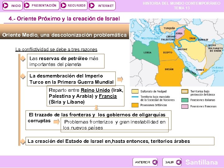 INICIO PRESENTACIÓN RECURSOS INTERNET HISTORIA DEL MUNDO CONTEMPORÁNEO TEMA 13 4. - Oriente Próximo