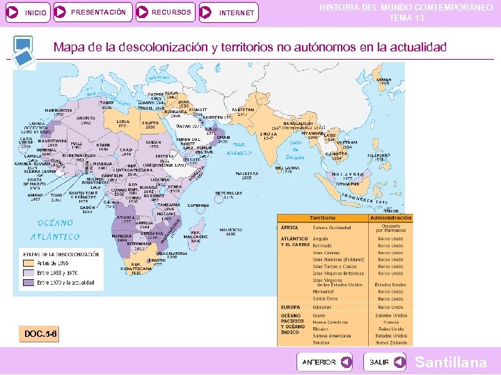 PRESENTACIÓN INICIO RECURSOS INTERNET HISTORIA DEL MUNDO CONTEMPORÁNEO TEMA 13 Mapa de la descolonización