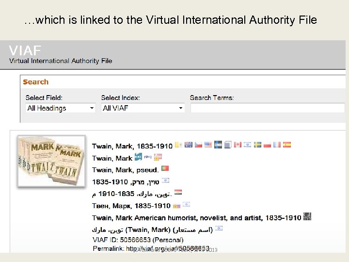 …which is linked to the Virtual International Authority File ALA Exhibits Round Table, June