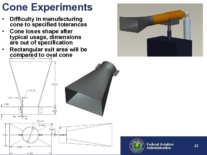 Cone Experiments • Difficulty in manufacturing cone to specified tolerances • Cone loses shape