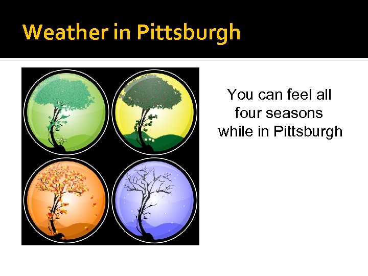 Weather in Pittsburgh You can feel all four seasons while in Pittsburgh 