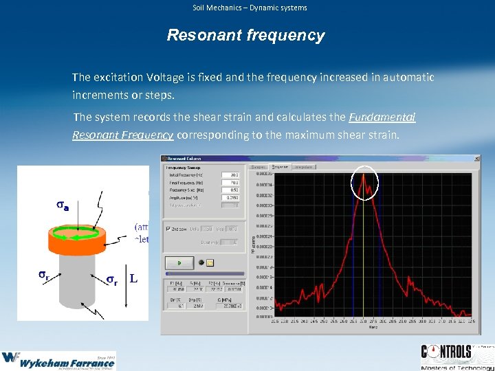 Soil Mechanics – Dynamic systems Resonant frequency The excitation Voltage is fixed and the