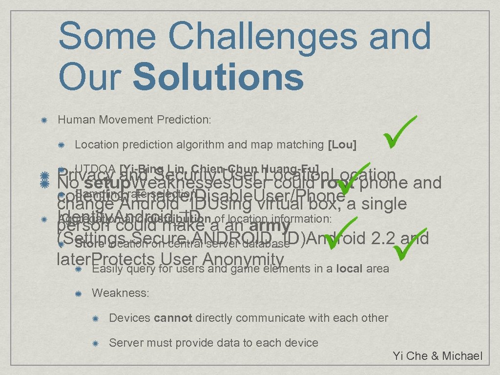 Some Challenges and Our Solutions Human Movement Prediction: Location prediction algorithm and map matching