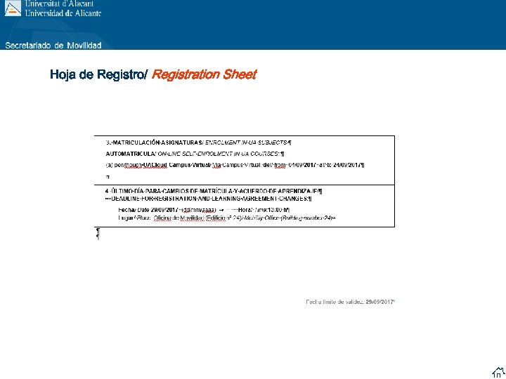 Hoja de Registro/ Registration Sheet 10/09/2015 al/to 23/09/2015, o/or 15/09/2015 (dd/mm/aaaa) 30/09/2015 (dd/mm/aaaa) 