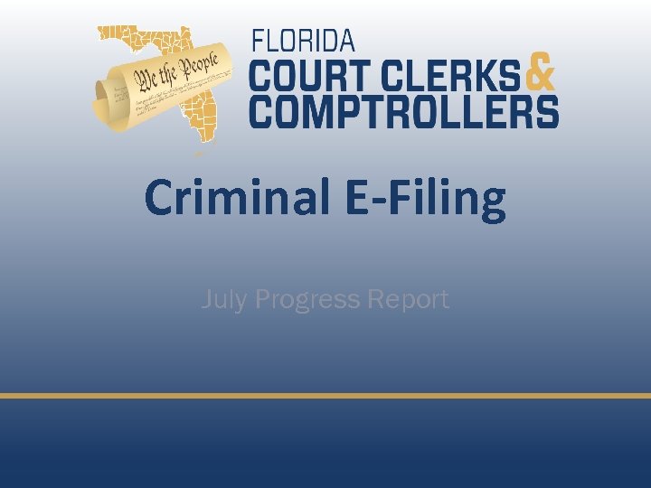 Criminal E-Filing July Progress Report 