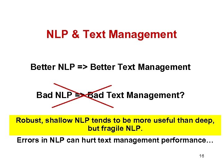 NLP & Text Management Better NLP => Better Text Management Bad NLP => Bad