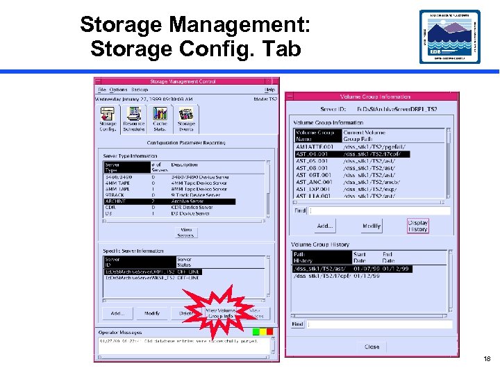 Storage Management: Storage Config. Tab 18 