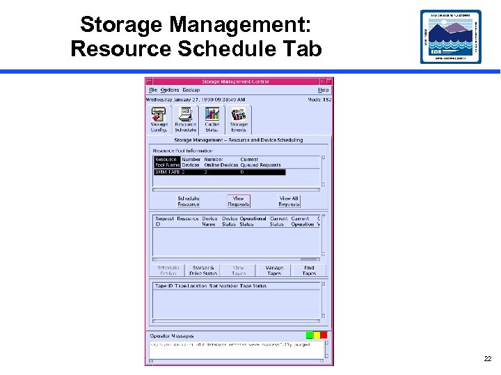 Storage Management: Resource Schedule Tab 22 