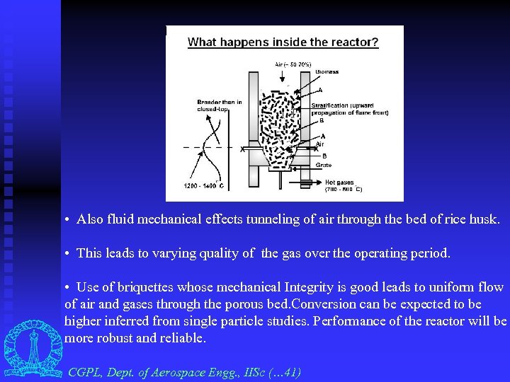 • Also fluid mechanical effects tunneling of air through the bed of rice