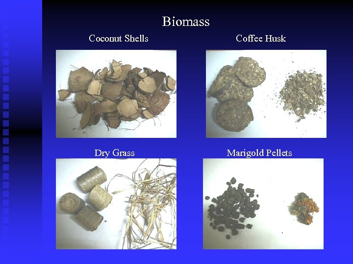 Biomass Coconut Shells Dry Grass Coffee Husk Marigold Pellets 