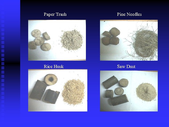 Paper Trash Pine Needles Rice Husk Saw Dust 