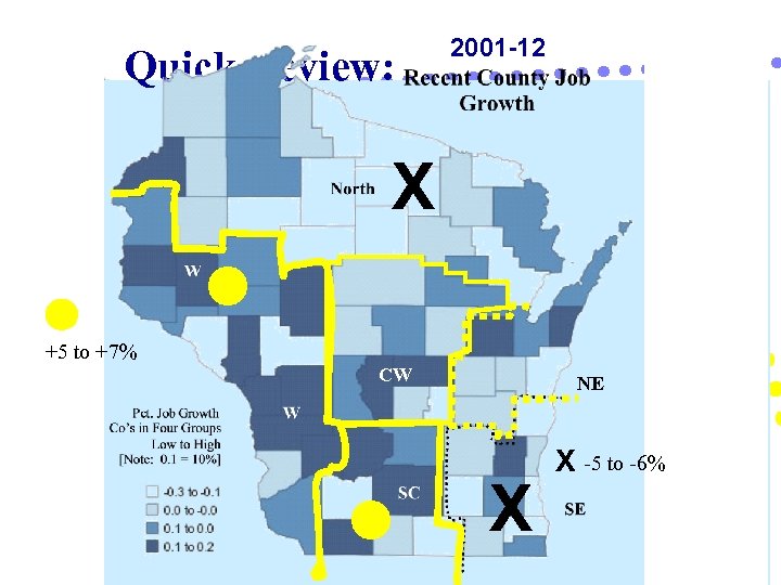 Quick review: 2001 -12 X +5 to +7% CW NE X X -5 to