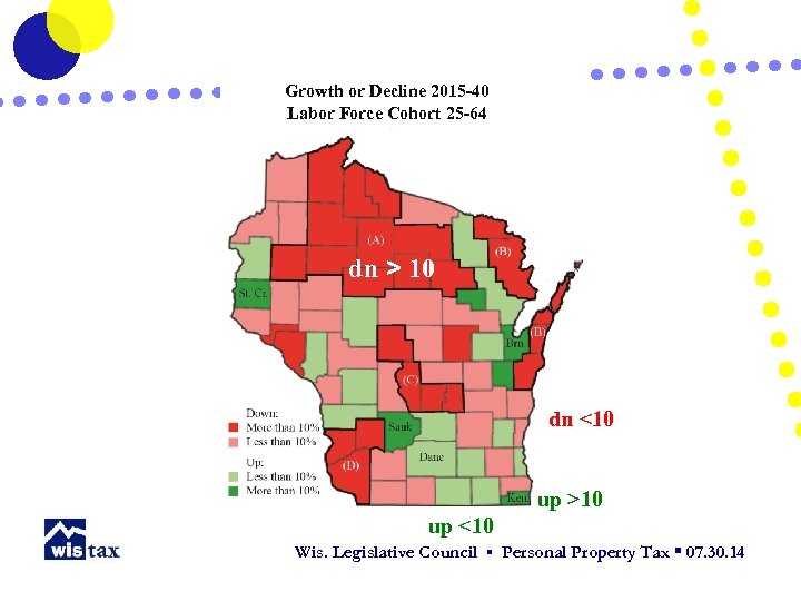 Growth or Decline 2015 -40 Labor Force Cohort 25 -64 dn > 10 dn