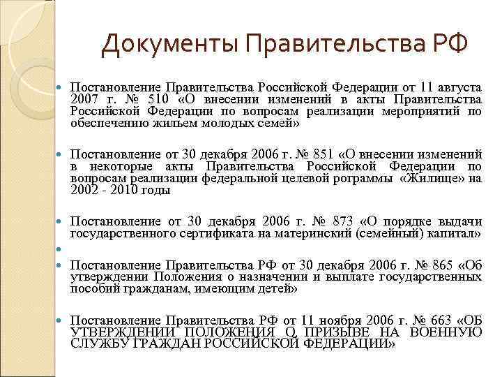 Документы Правительства РФ Постановление Правительства Российской Федерации от 11 августа 2007 г. № 510