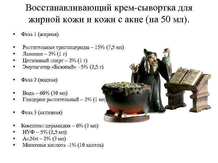 Восстанавливающий крем-сывортка для жирной кожи и кожи с акне (на 50 мл). • Фаза
