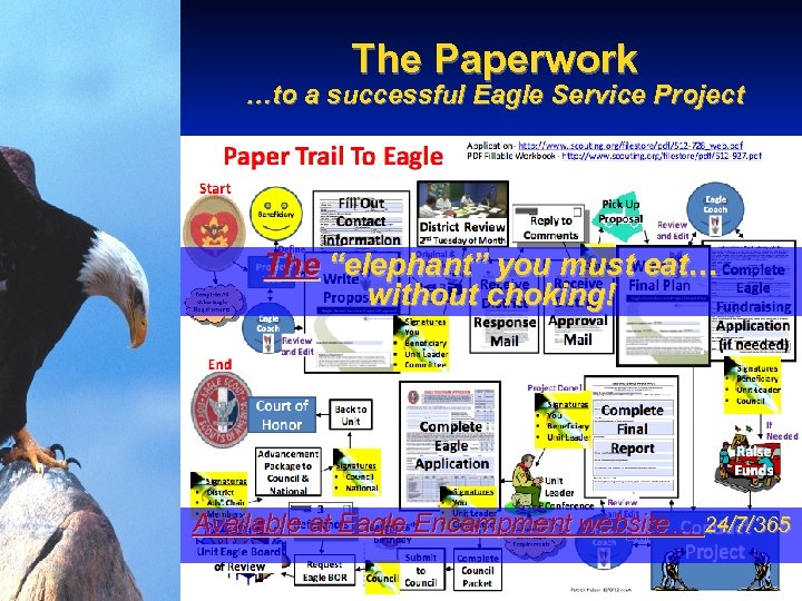 The Paperwork …to a successful Eagle Service Project The “elephant” you must eat… without