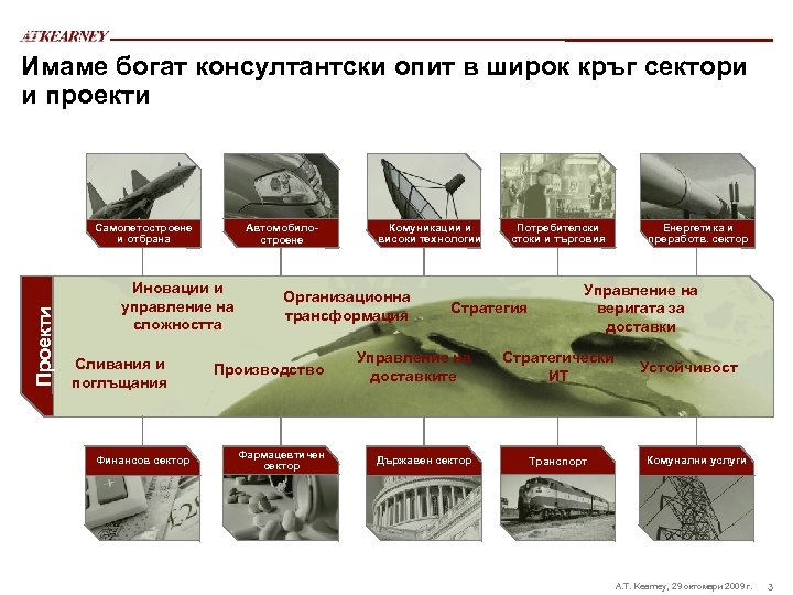 Имаме богат консултантски опит в широк кръг сектори и проекти Автомобилостроене Проекти Самолетостроене и