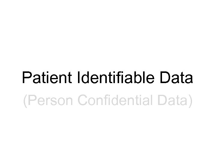 Patient Identifiable Data (Person Confidential Data) 