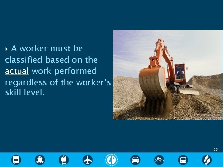 A worker must be classified based on the actual work performed regardless of the