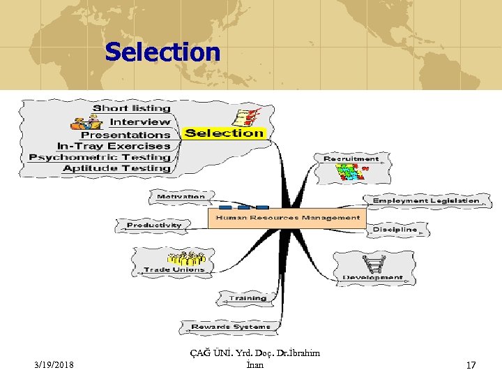 Selection 3/19/2018 ÇAĞ ÜNİ. Yrd. Doç. Dr. İbrahim İnan 17 