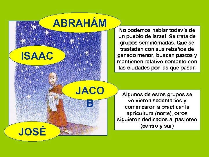 ABRAHÁM ISAAC JACO B JOSÉ No podemos hablar todavía de un pueblo de Israel.