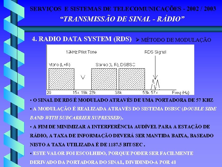 SERVIÇOS E SISTEMAS DE TELECOMUNICAÇÕES - 2002 / 2003 “TRANSMISSÃO DE SINAL - RÁDIO”