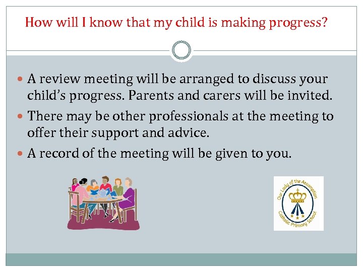 How will I know that my child is making progress? A review meeting will