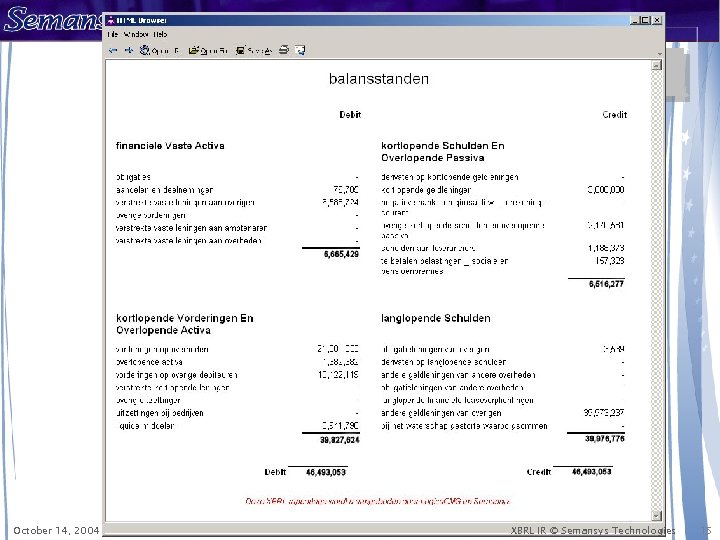 New preparer environment October 14, 2004 XBRL IR © Semansys Technologies 15 
