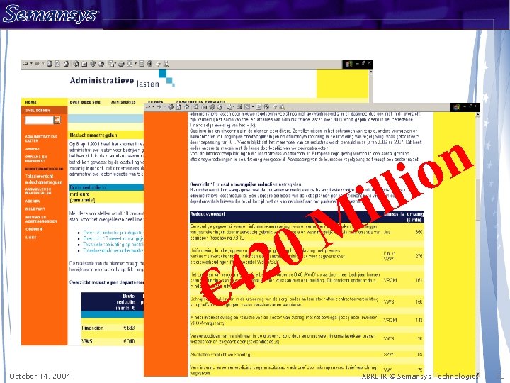 n io 2 4 € October 14, 2004 ll i M 0 XBRL IR