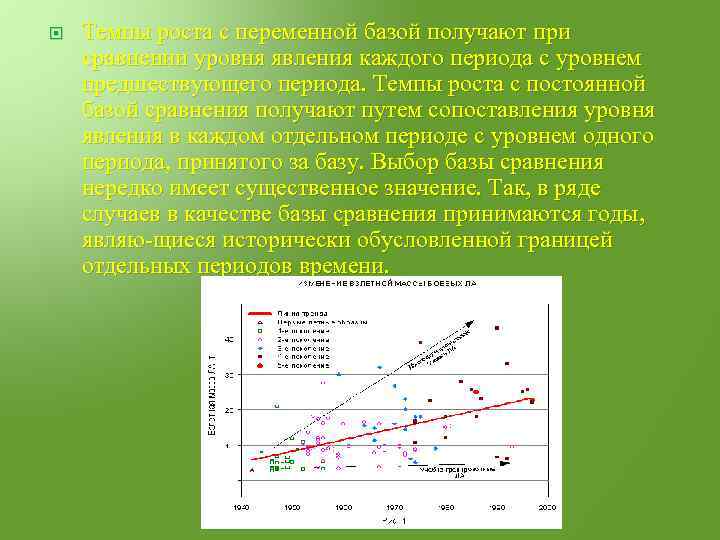  Темпы роста с переменной базой получают при сравнении уровня явления каждого периода с