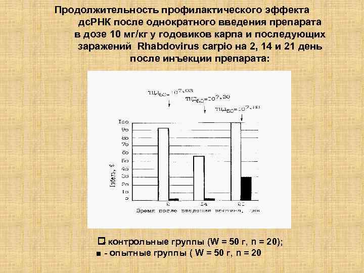 Продолжительность профилактического эффекта дс. РНК после однократного введения препарата в дозе 10 мг/кг у