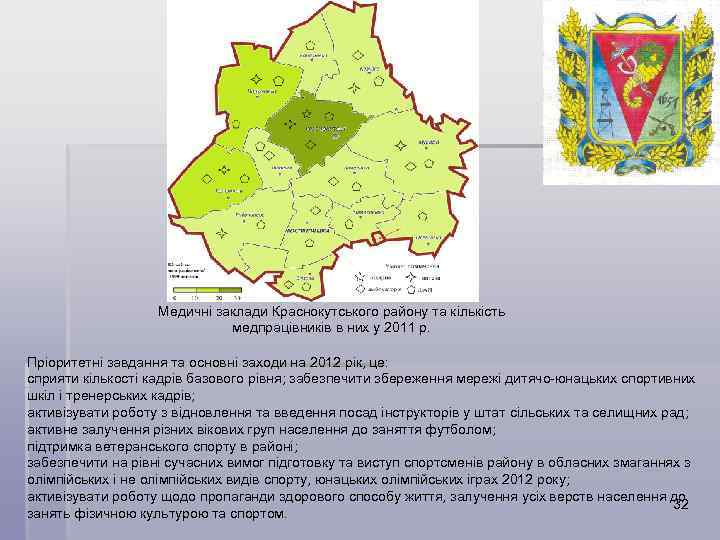 Медичні заклади Краснокутського району та кількість медпрацівників в них у 2011 р. Пріоритетні завдання