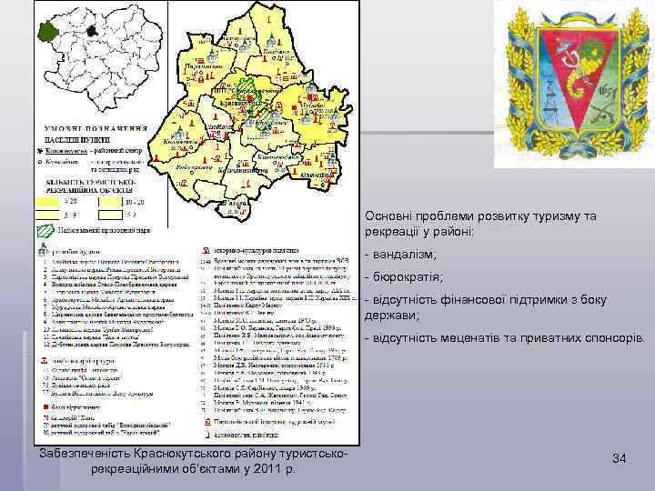 Основні проблеми розвитку туризму та рекреації у районі: - вандалізм; - бюрократія; - відсутність