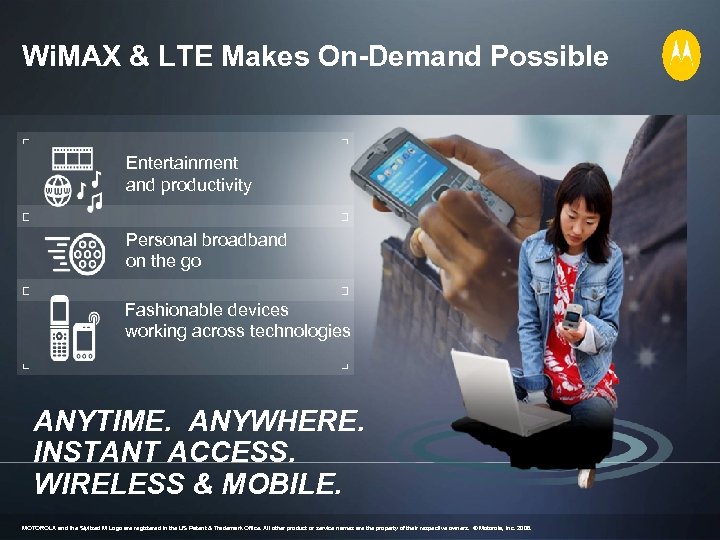 Wi. MAX & LTE Makes On-Demand Possible Entertainment and productivity Personal broadband on the