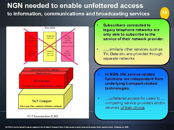 NGN needed to enable unfettered access to information, communications and broadcasting services • Subscribers