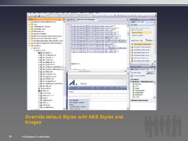 Override default Styles with AKS Styles and Images 30 Hi. Software Confidential. 