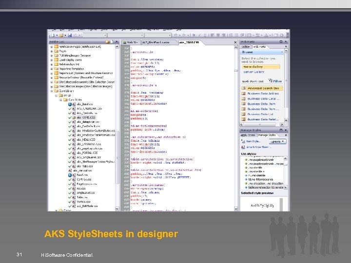 AKS Style. Sheets in designer 31 Hi. Software Confidential. 