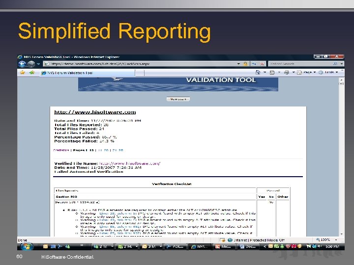 Simplified Reporting 60 Hi. Software Confidential. 