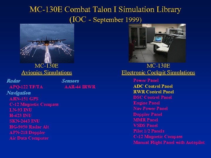 MC-130 E Combat Talon I Simulation Library (IOC - September 1999) MC-130 E Avionics
