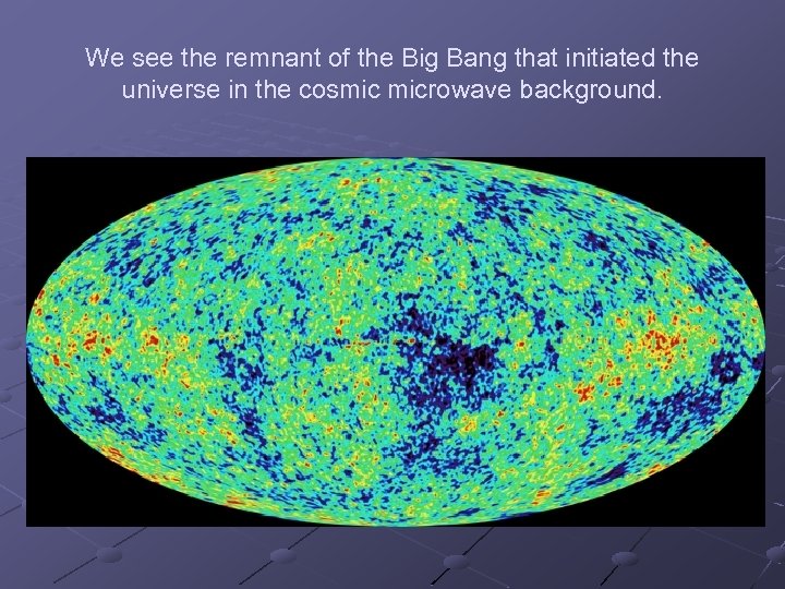 We see the remnant of the Big Bang that initiated the universe in the