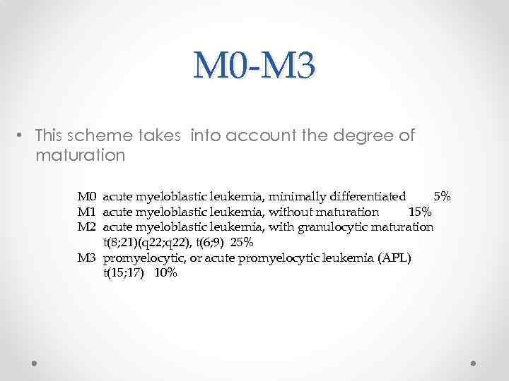 M 0 -M 3 • This scheme takes into account the degree of maturation