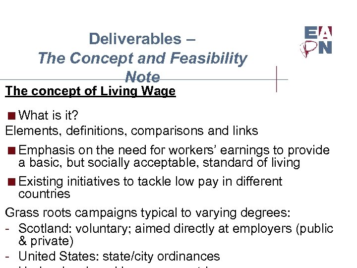 Deliverables – The Concept and Feasibility Note The concept of Living Wage <What is