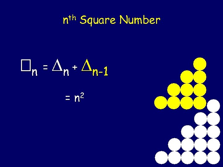 nth Square Number n = n + n-1 = n 2 