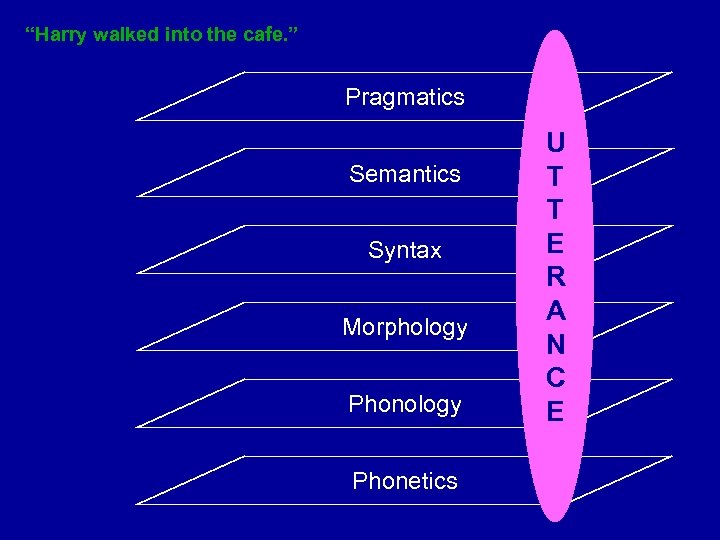 “Harry walked into the cafe. ” Pragmatics Semantics Syntax Morphology Phonetics U T T