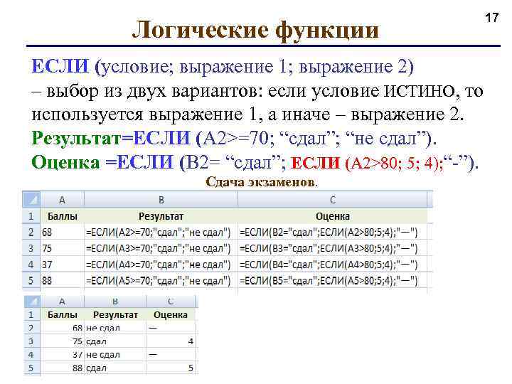 Как сделать условия в экселе