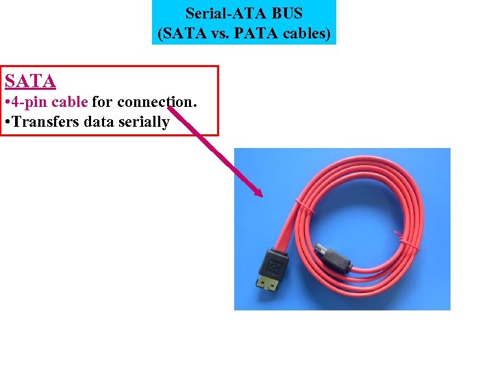 Serial-ATA BUS (SATA vs. PATA cables) SATA • 4 -pin cable for connection. •